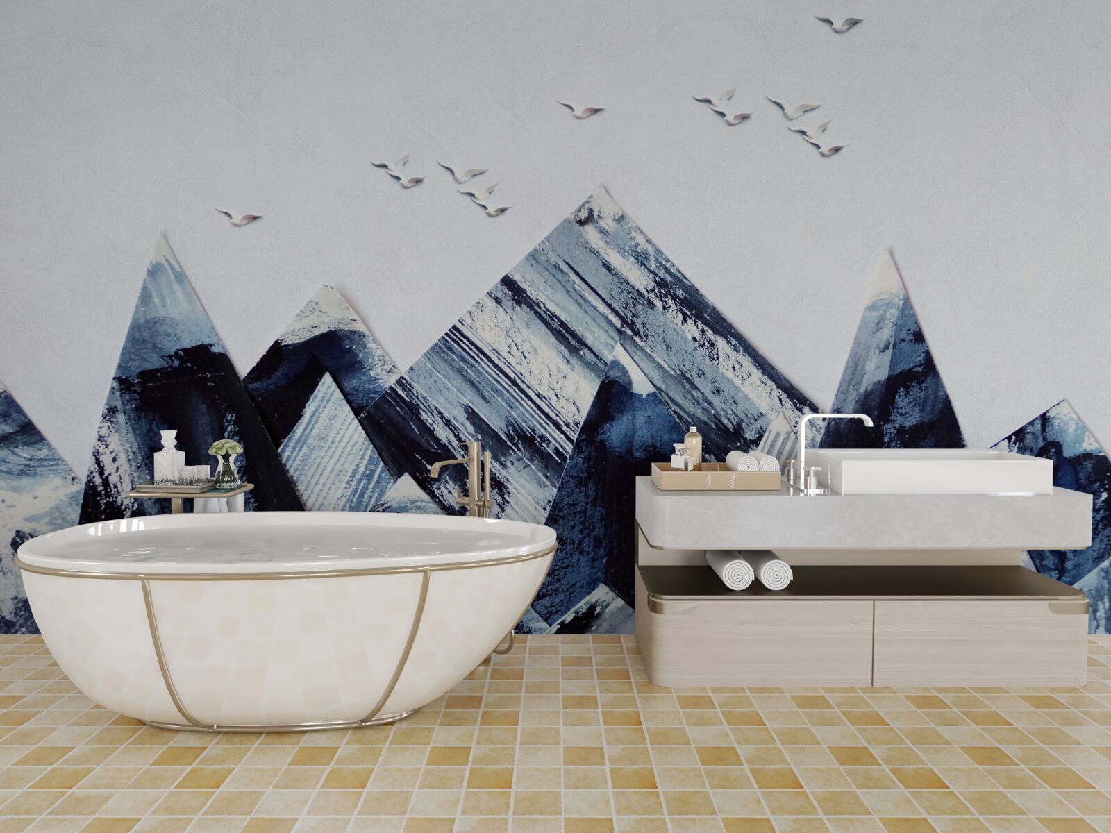 Fototapeta vrchol hory pod krídlami vtákov