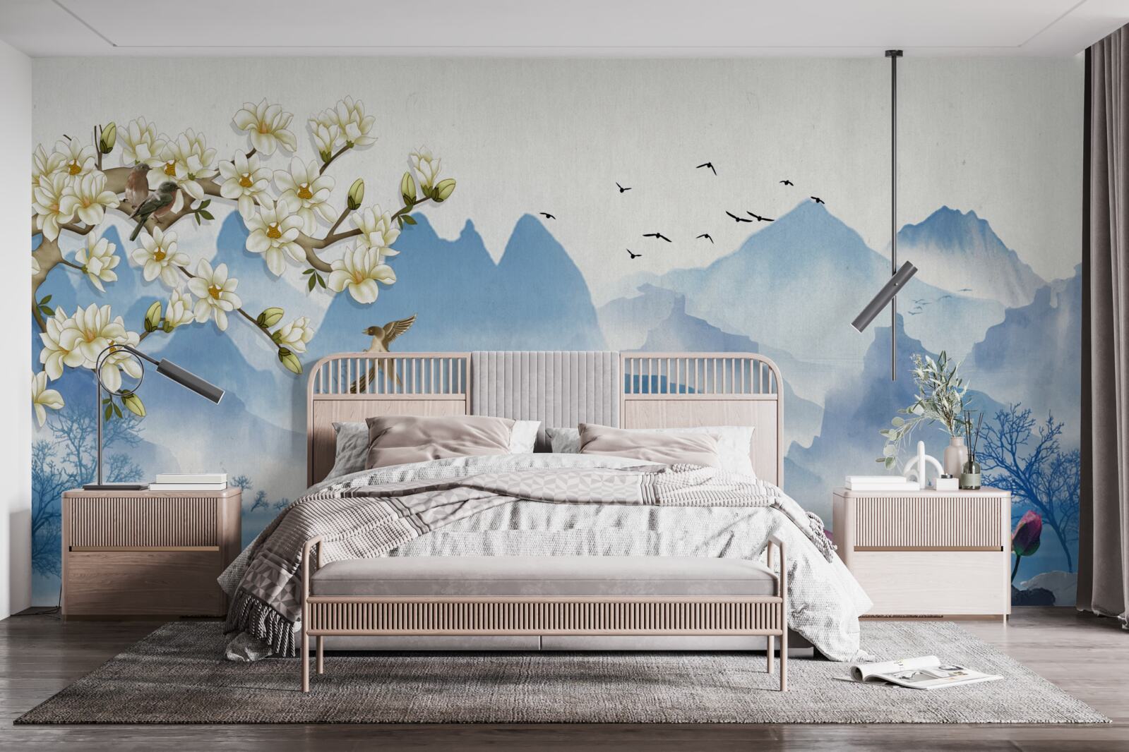 Fototapeta akvarelové maľby horských jazier v Číne