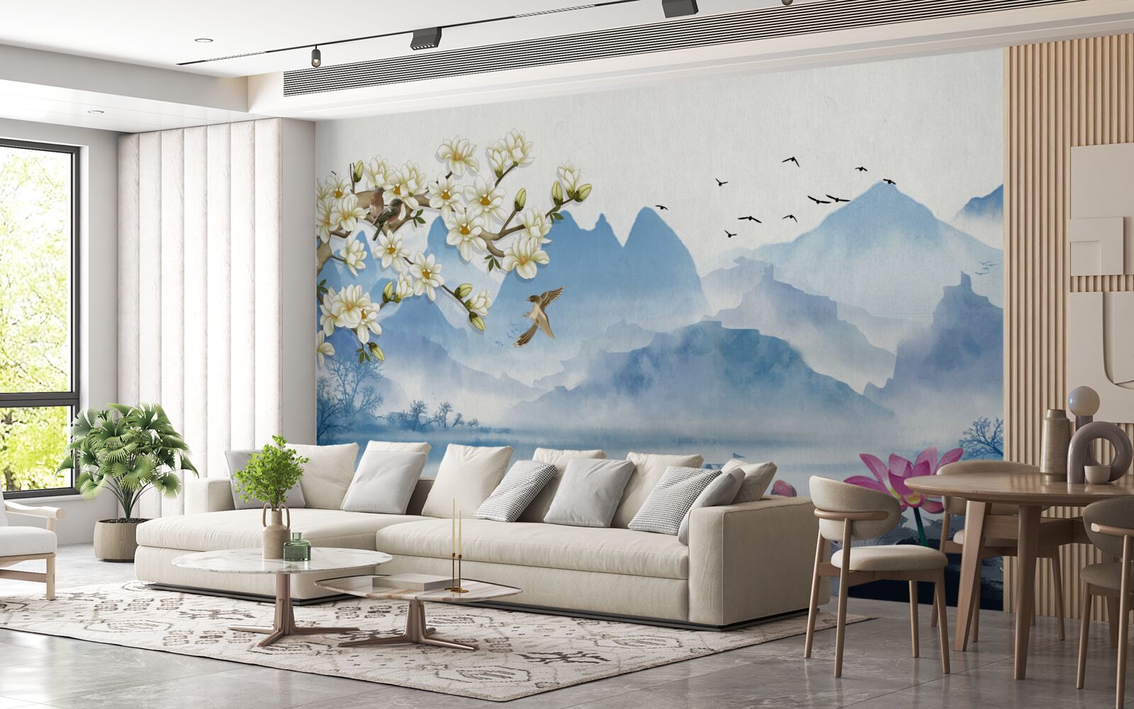 Fototapeta akvarelové maľby horských jazier v Číne