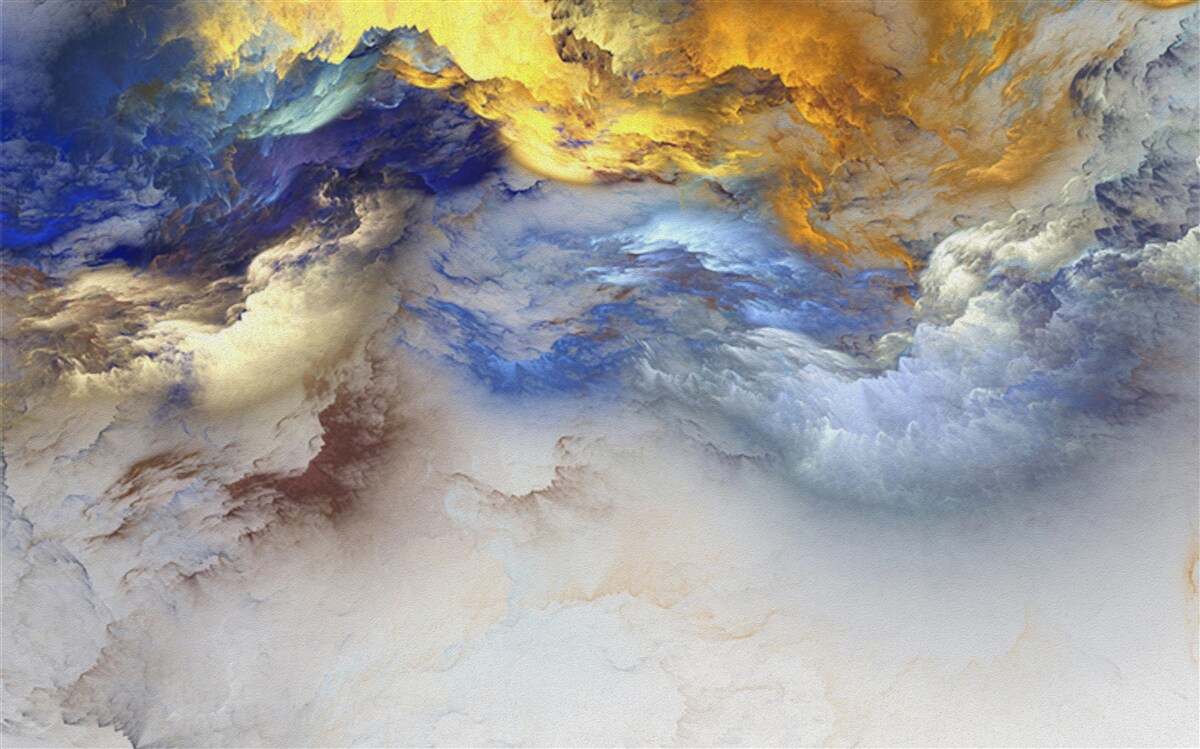 Fototapeta mramor s odtieňmi, maľovaný v modrej a žltej farbe