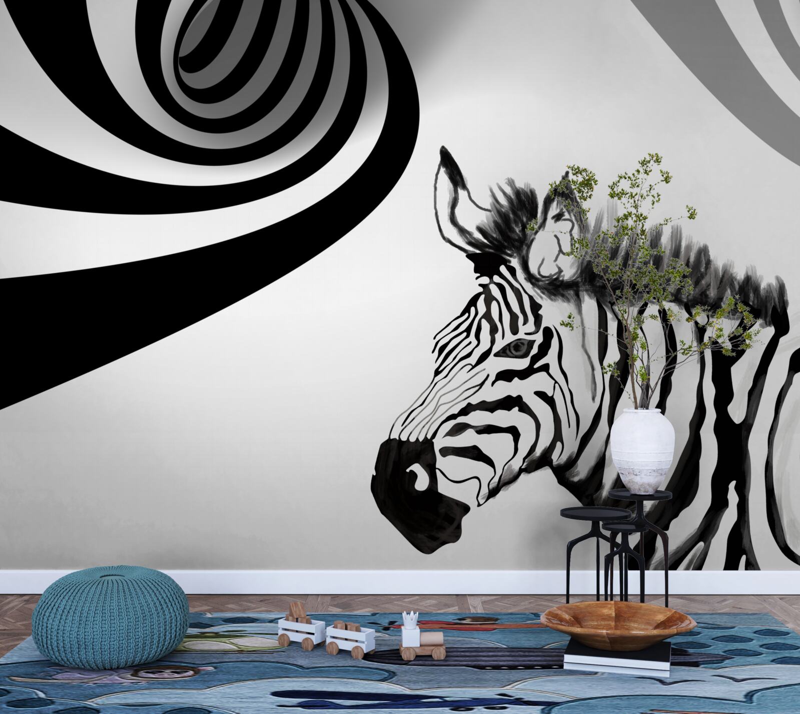 Fototapeta čiernobiela zebra v čakacom stave