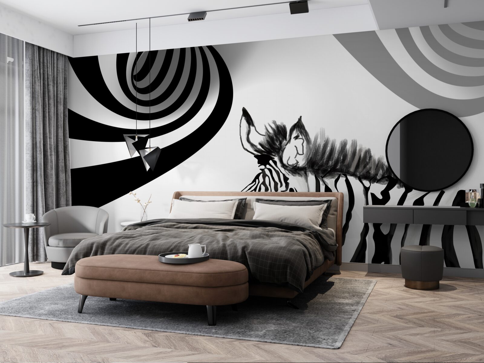 Fototapeta čiernobiela zebra v čakacom stave