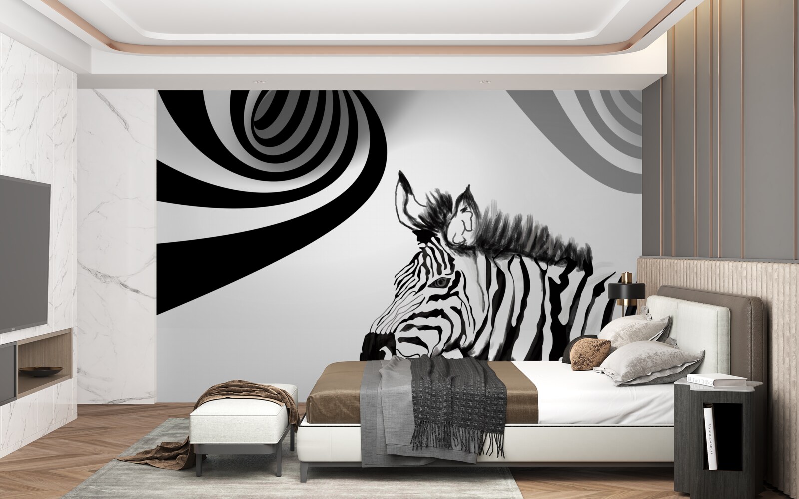 Fototapeta čiernobiela zebra v čakacom stave
