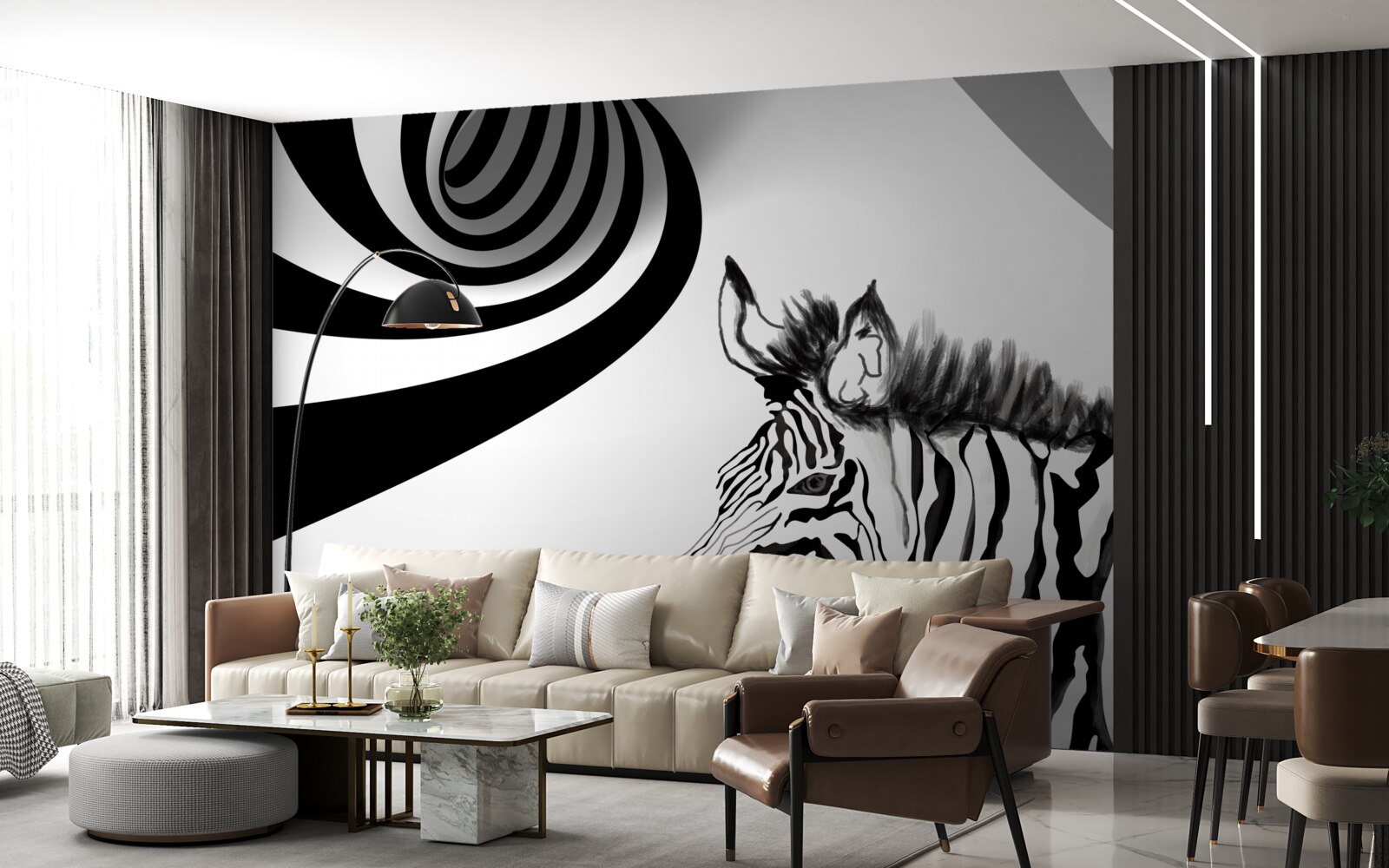 Fototapeta čiernobiela zebra v čakacom stave