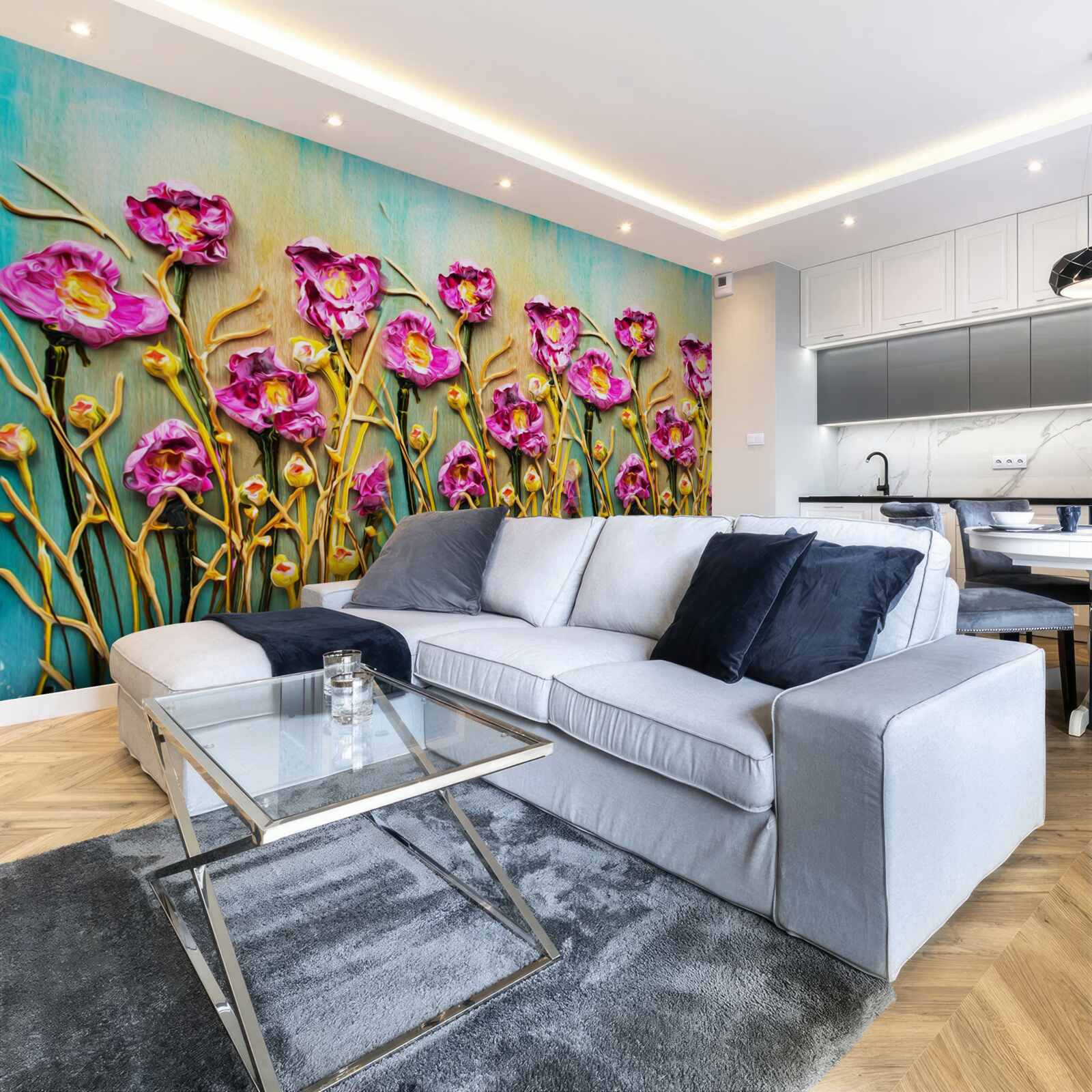 Fototapeta abstraktné kvety zobrazené olejovými farbami