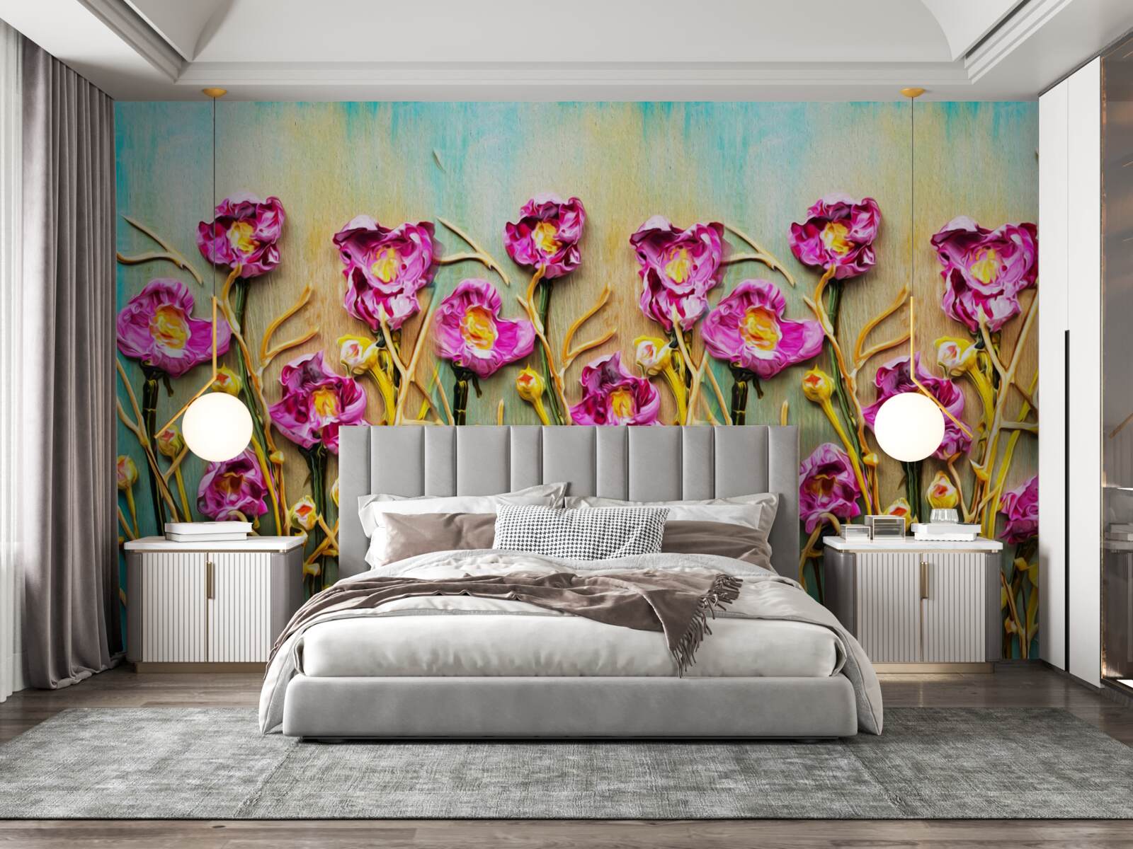 Fototapeta abstraktné kvety zobrazené olejovými farbami