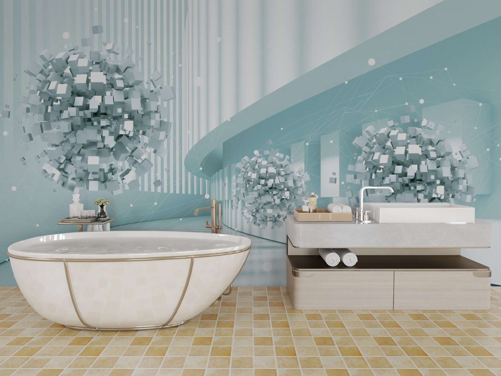 Fototapeta neviditeľné gule kĺžu po trajektórii