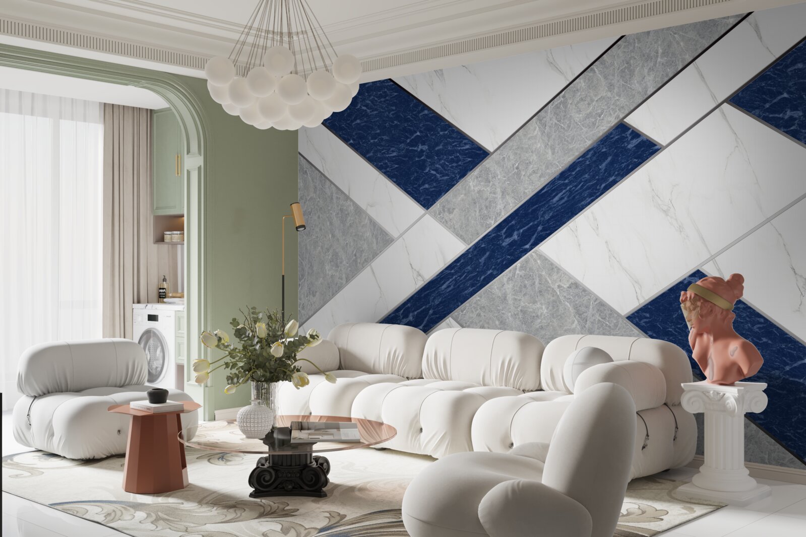 Fototapeta v zameriavači modrosivých pruhov