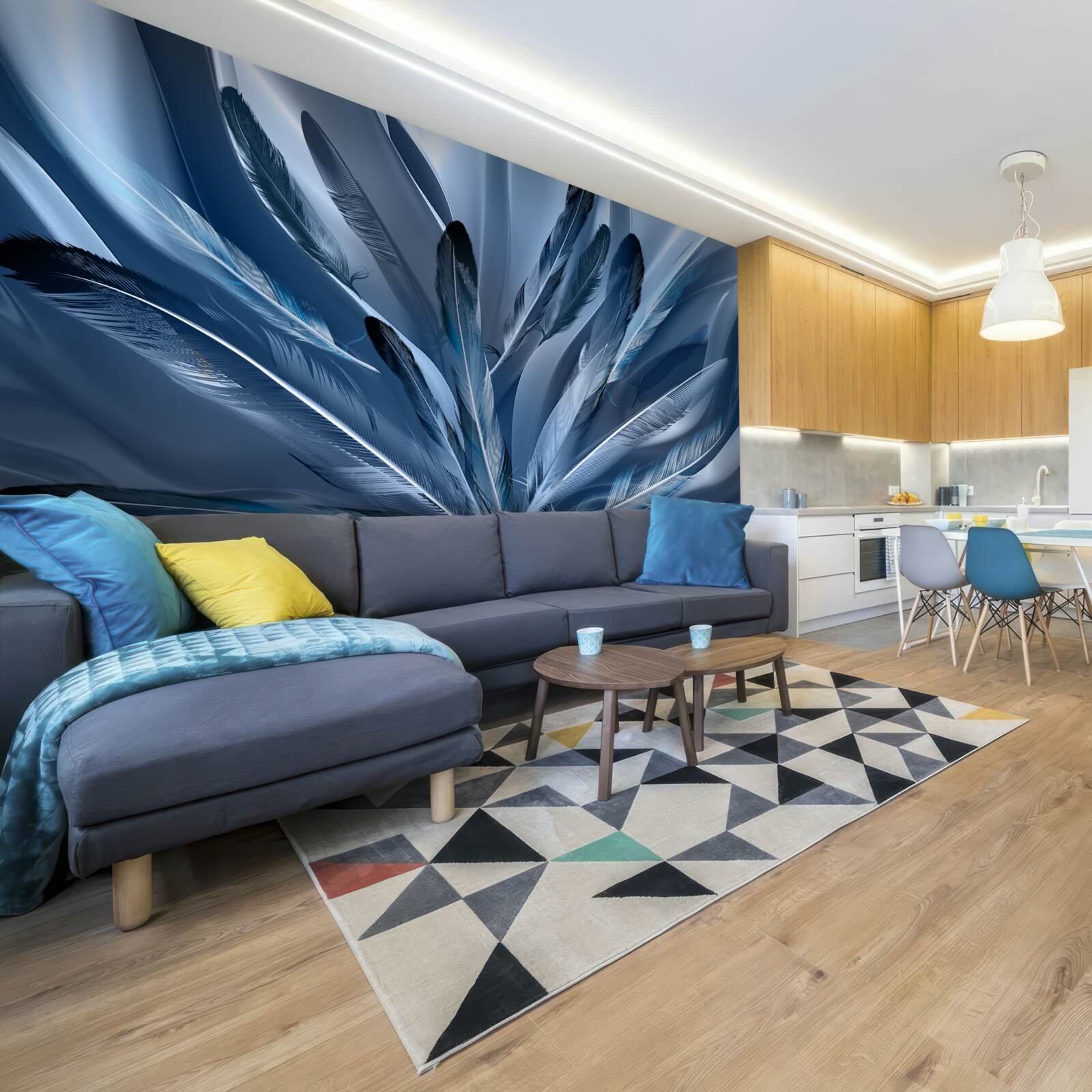 Fototapeta pozadie posiate modrým perím