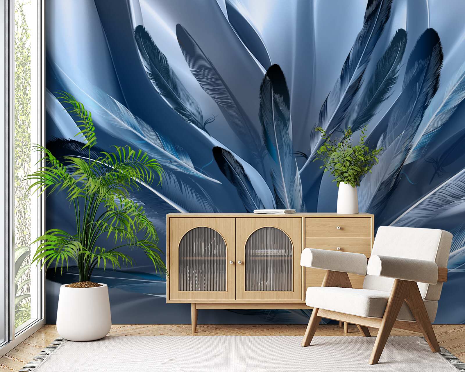 Fototapeta pozadie posiate modrým perím