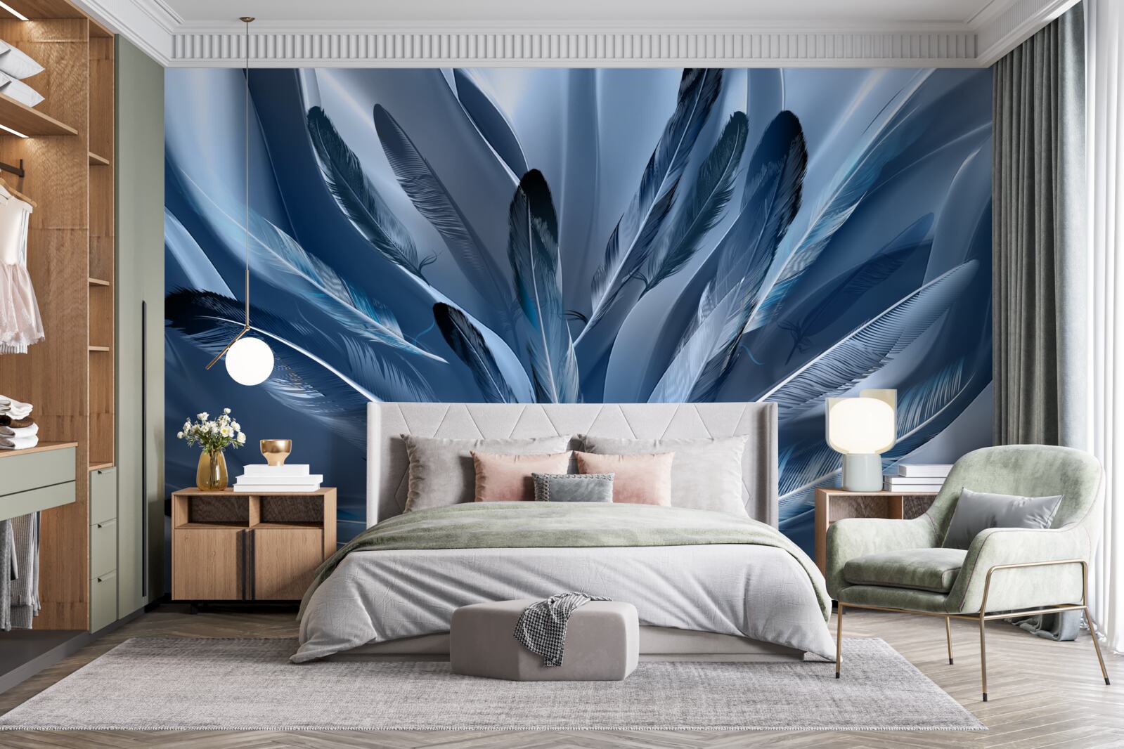 Fototapeta pozadie posiate modrým perím