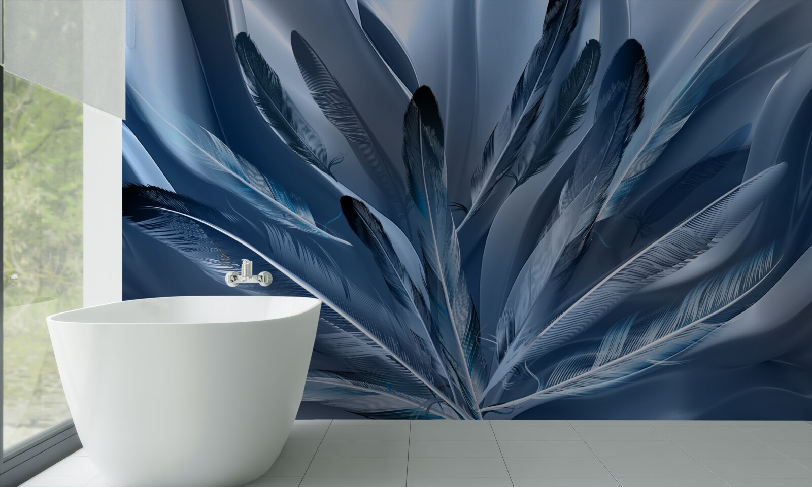 Fototapeta pozadie posiate modrým perím