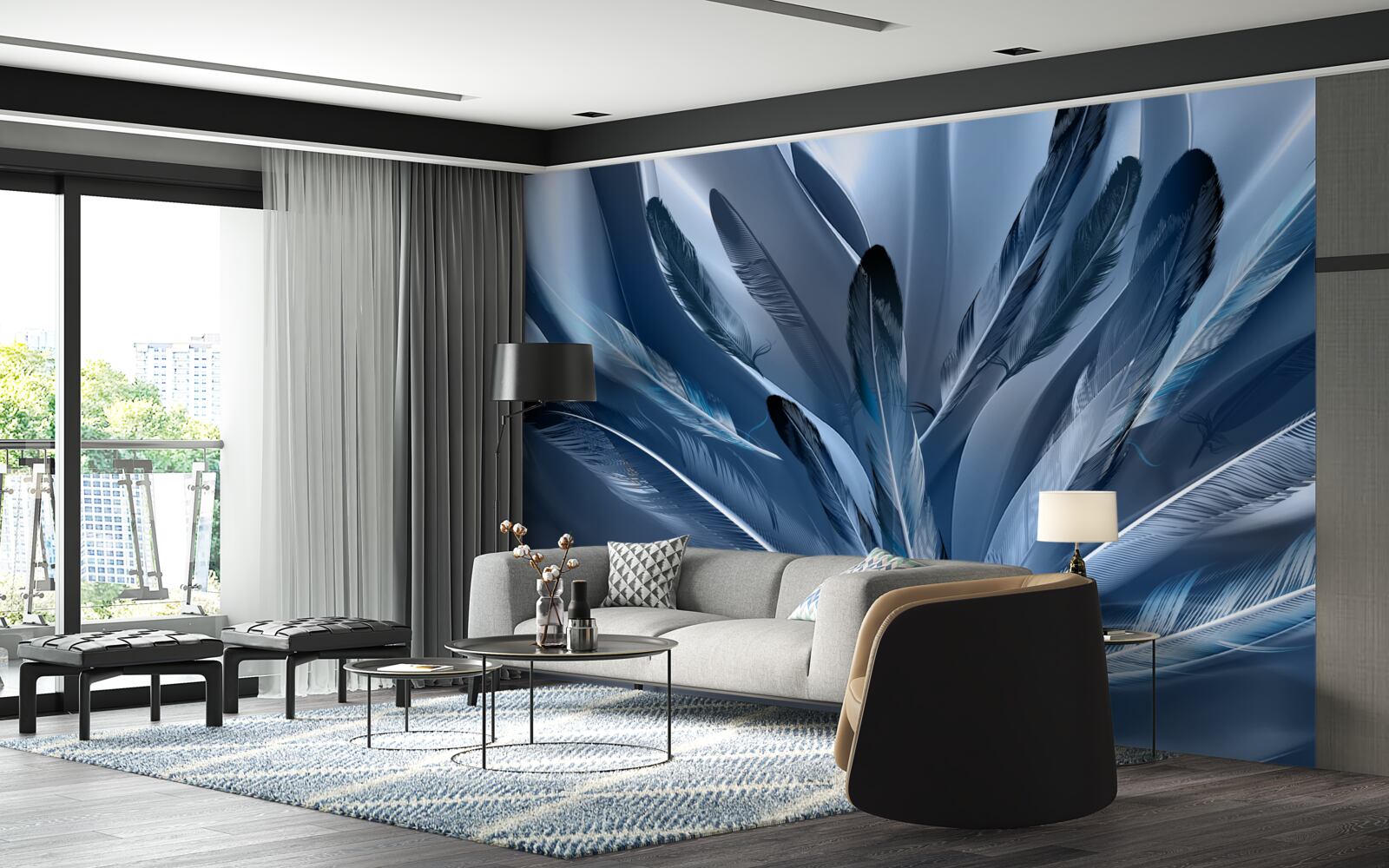 Fototapeta pozadie posiate modrým perím