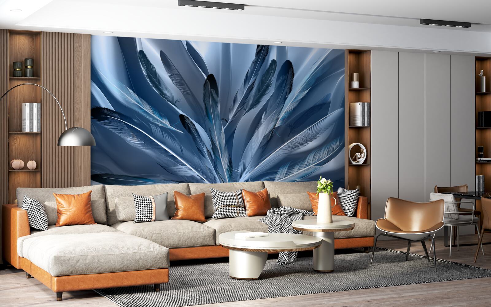 Fototapeta pozadie posiate modrým perím