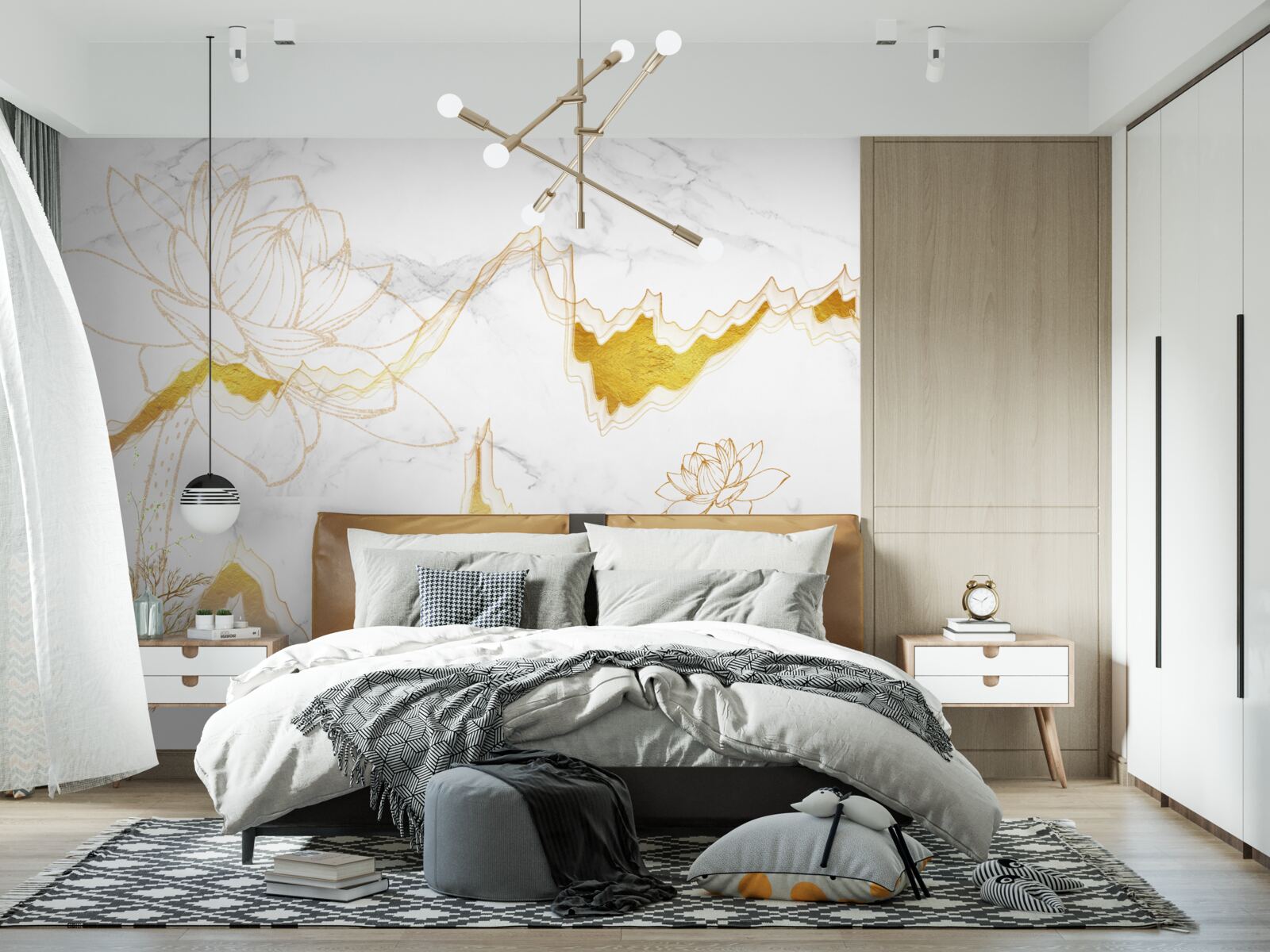 Fototapeta obrysy rastlín a stromov na šarlátovom pozadí