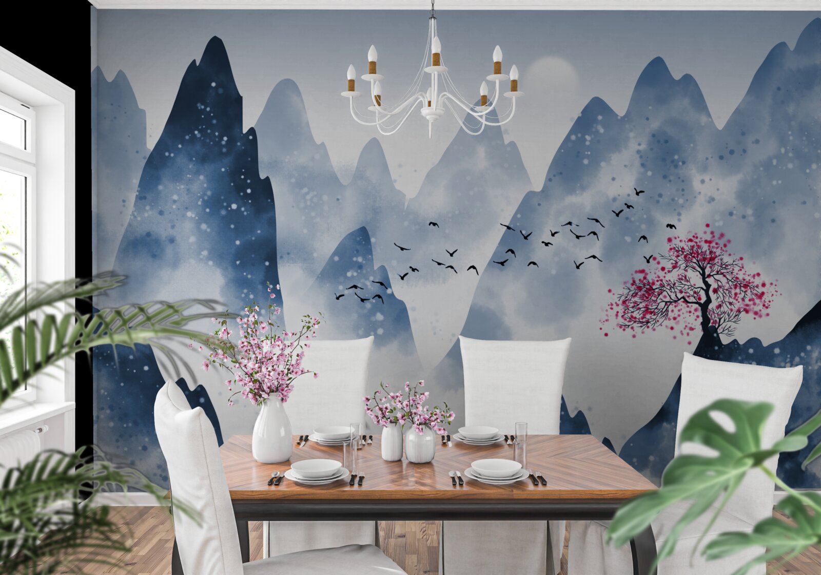 Fototapeta rybár sa vracia cez horské jazero