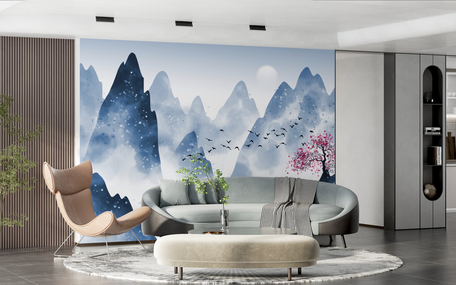 Fototapeta rybár sa vracia cez horské jazero