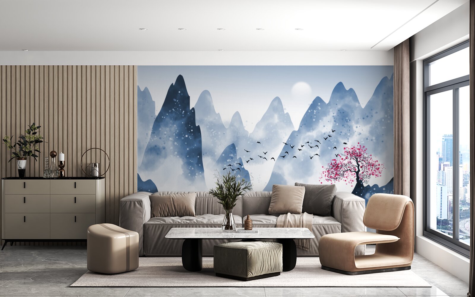 Fototapeta rybár sa vracia cez horské jazero