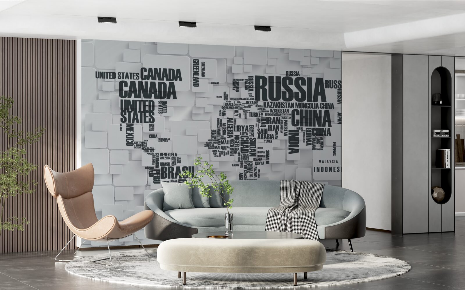 Fototapeta mapa zobrazujúca najväčšie krajiny sveta