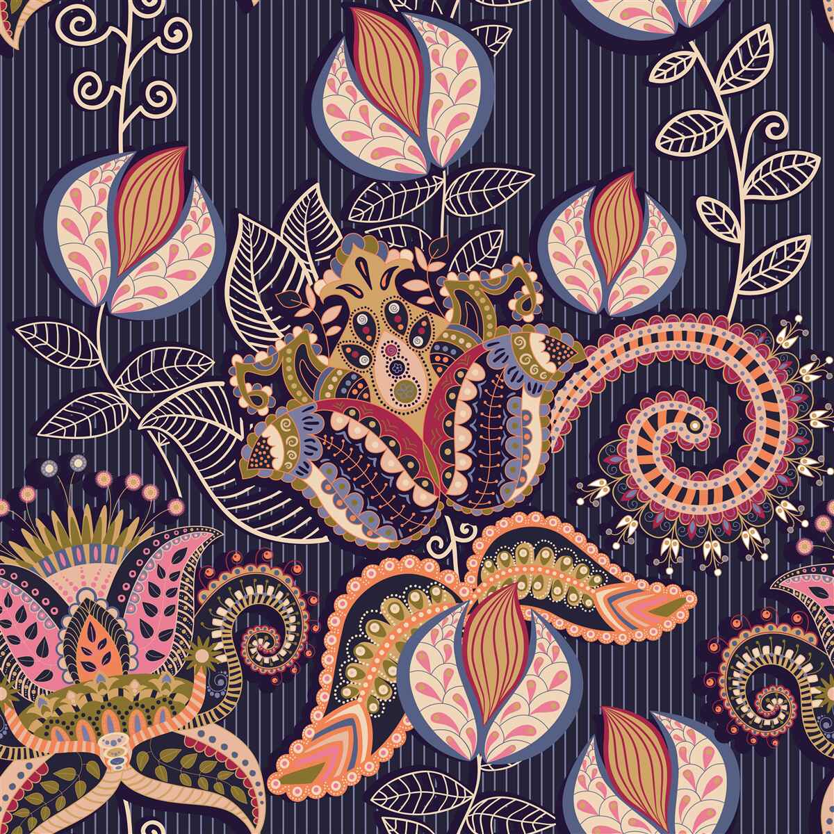 Fototapeta kvety vo vintage štýle na modrom pozadí