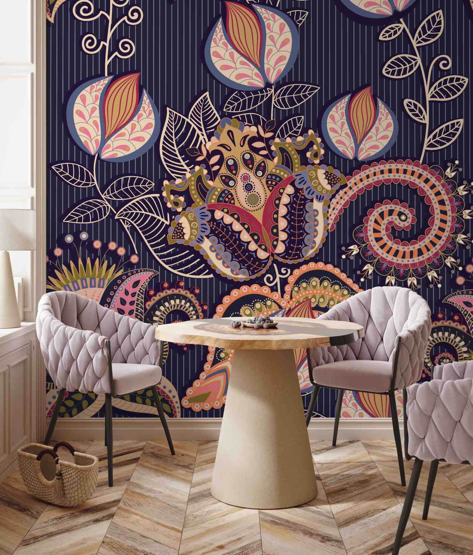 Fototapeta kvety vo vintage štýle na modrom pozadí