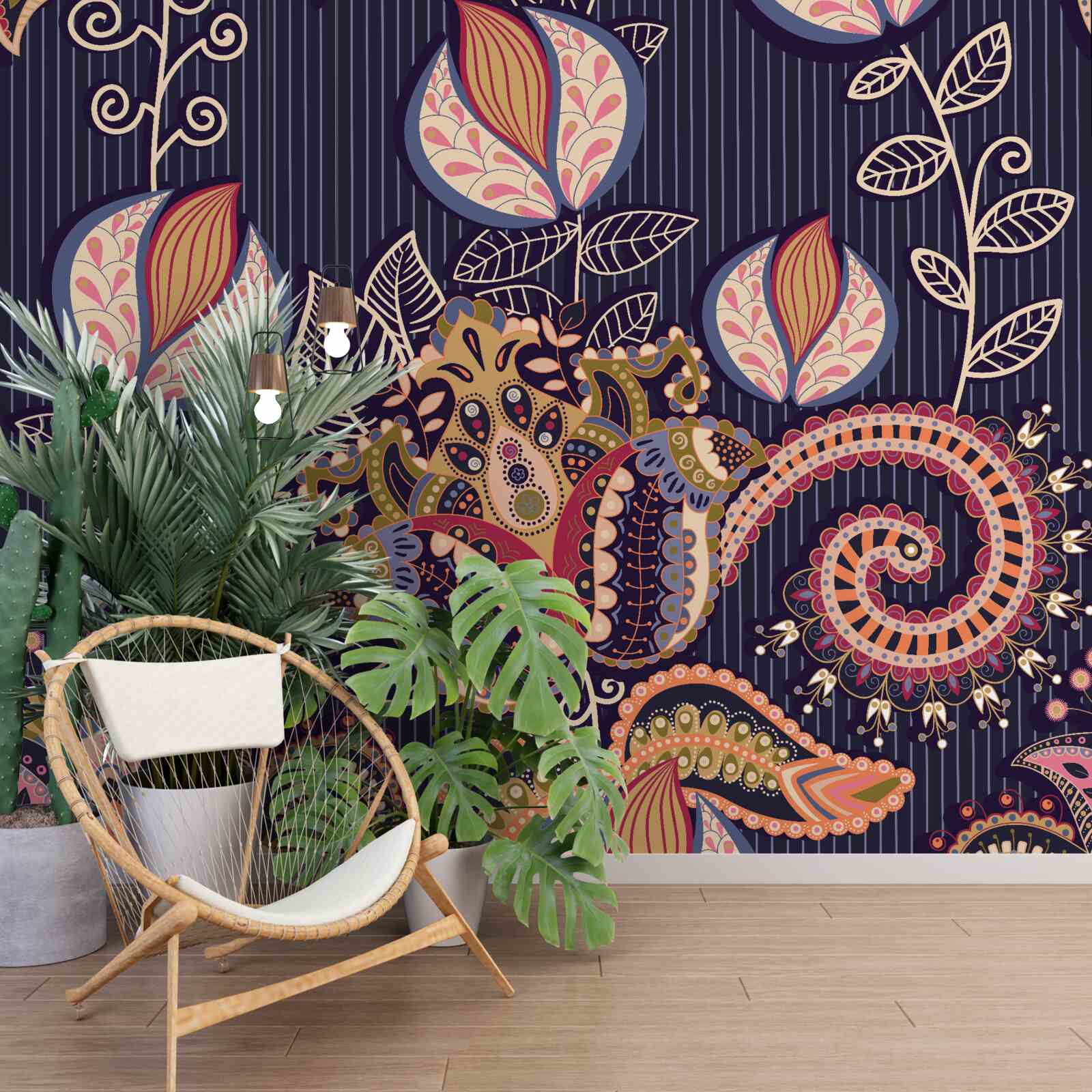 Fototapeta kvety vo vintage štýle na modrom pozadí