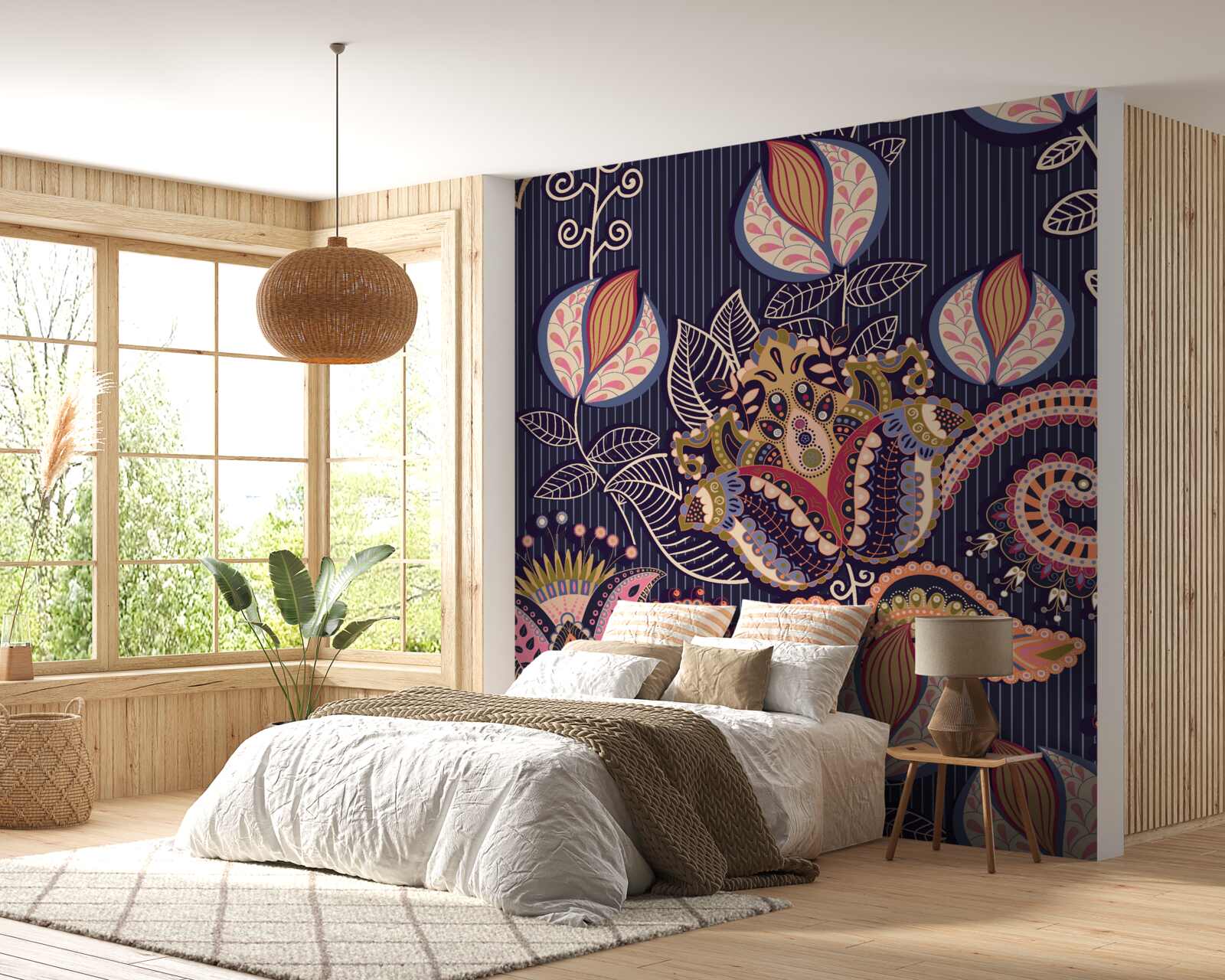 Fototapeta kvety vo vintage štýle na modrom pozadí