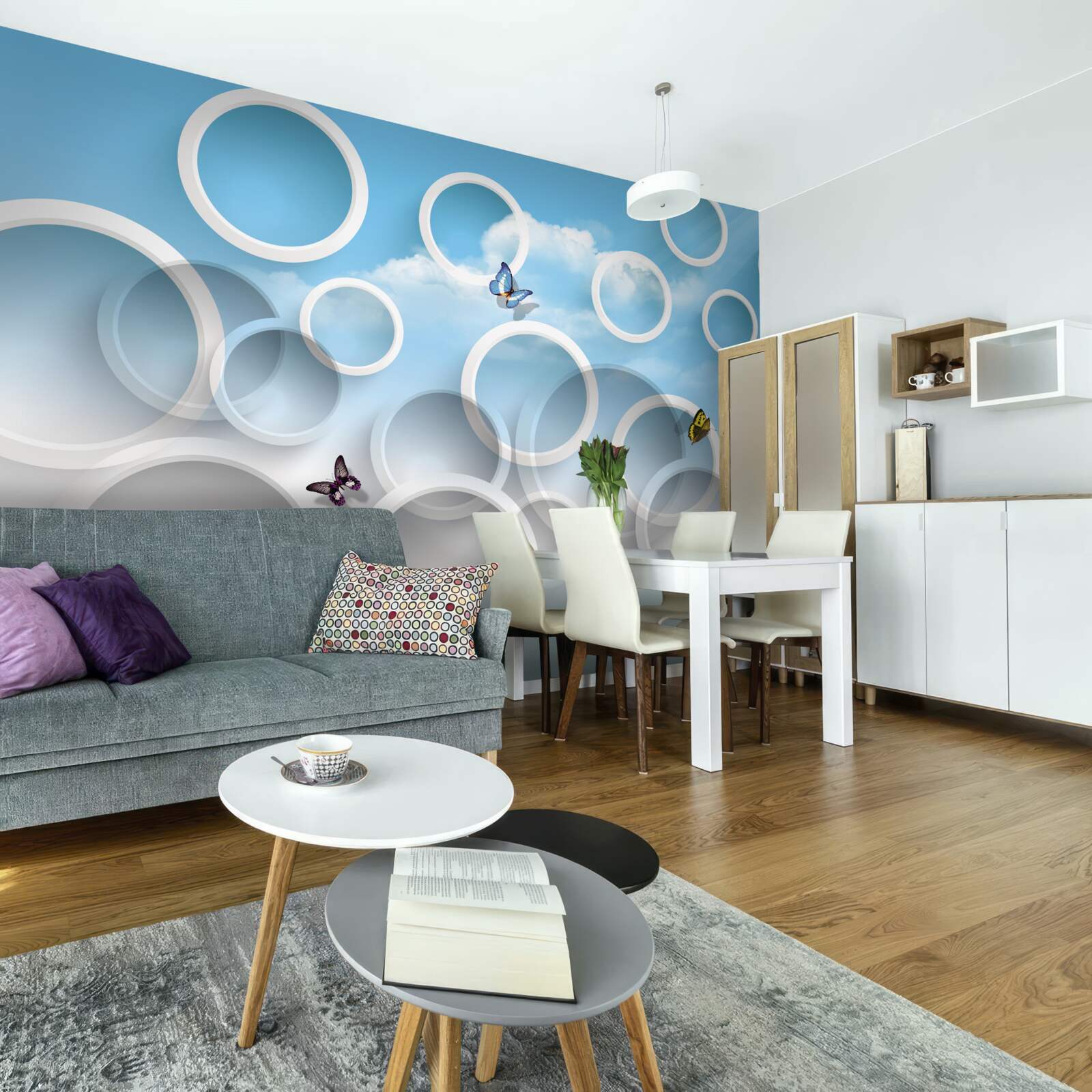 Fototapeta obloha v modrých kruhoch