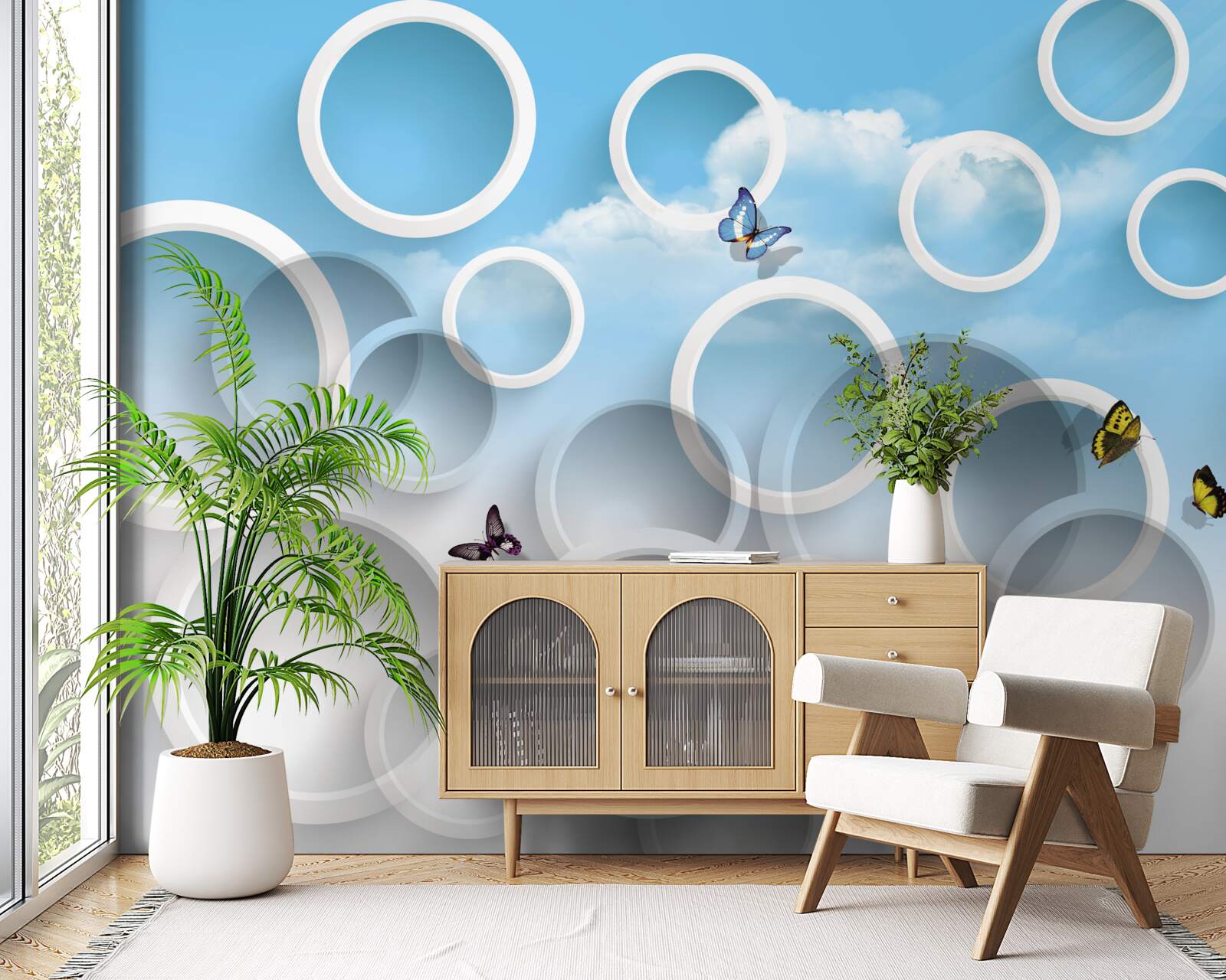 Fototapeta obloha v modrých kruhoch