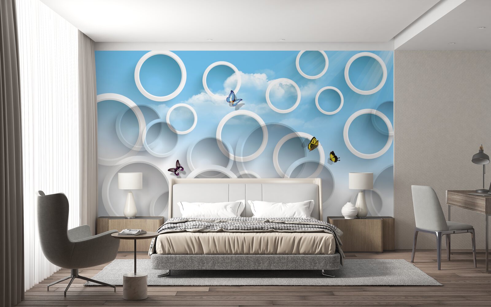 Fototapeta obloha v modrých kruhoch