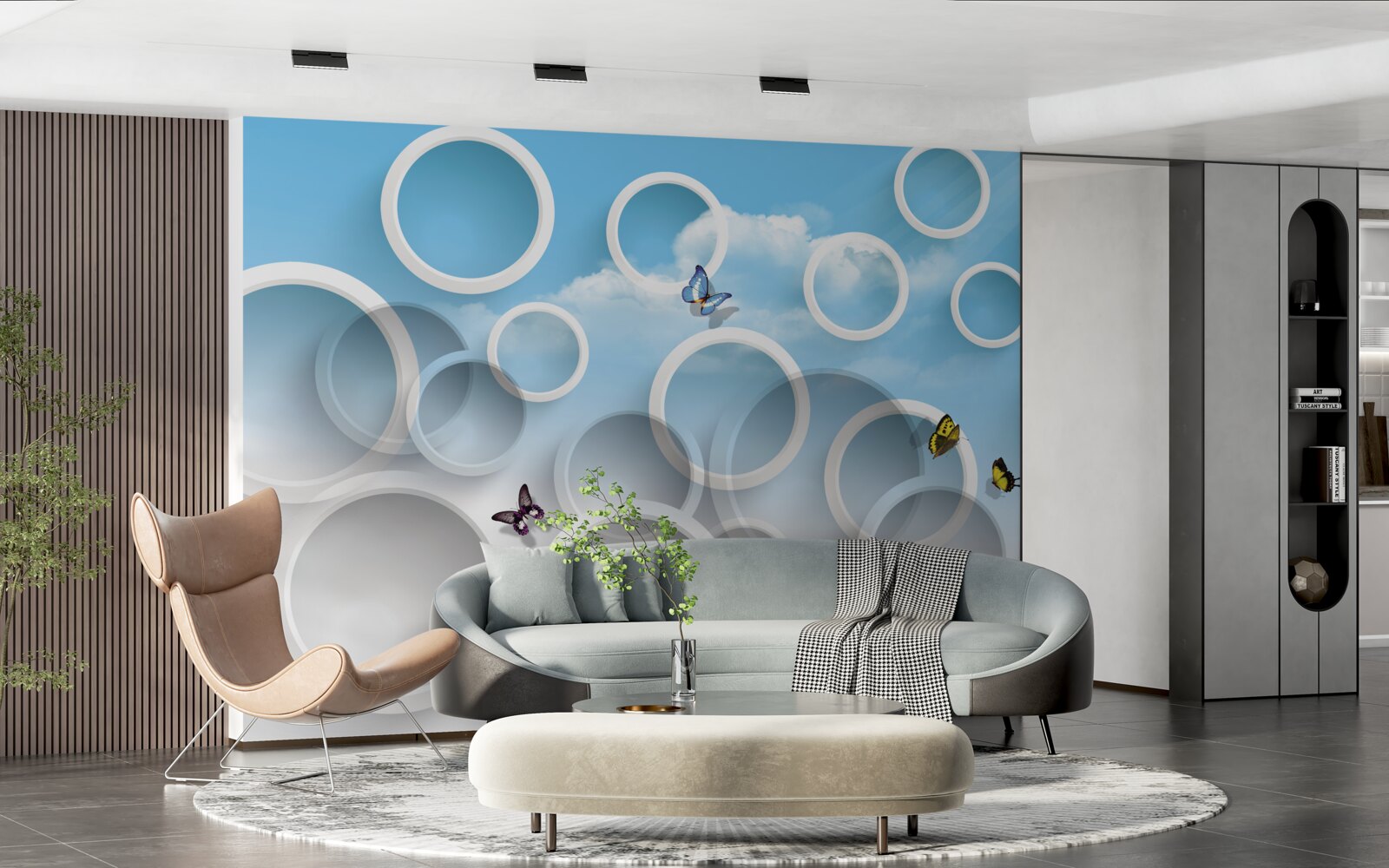 Fototapeta obloha v modrých kruhoch