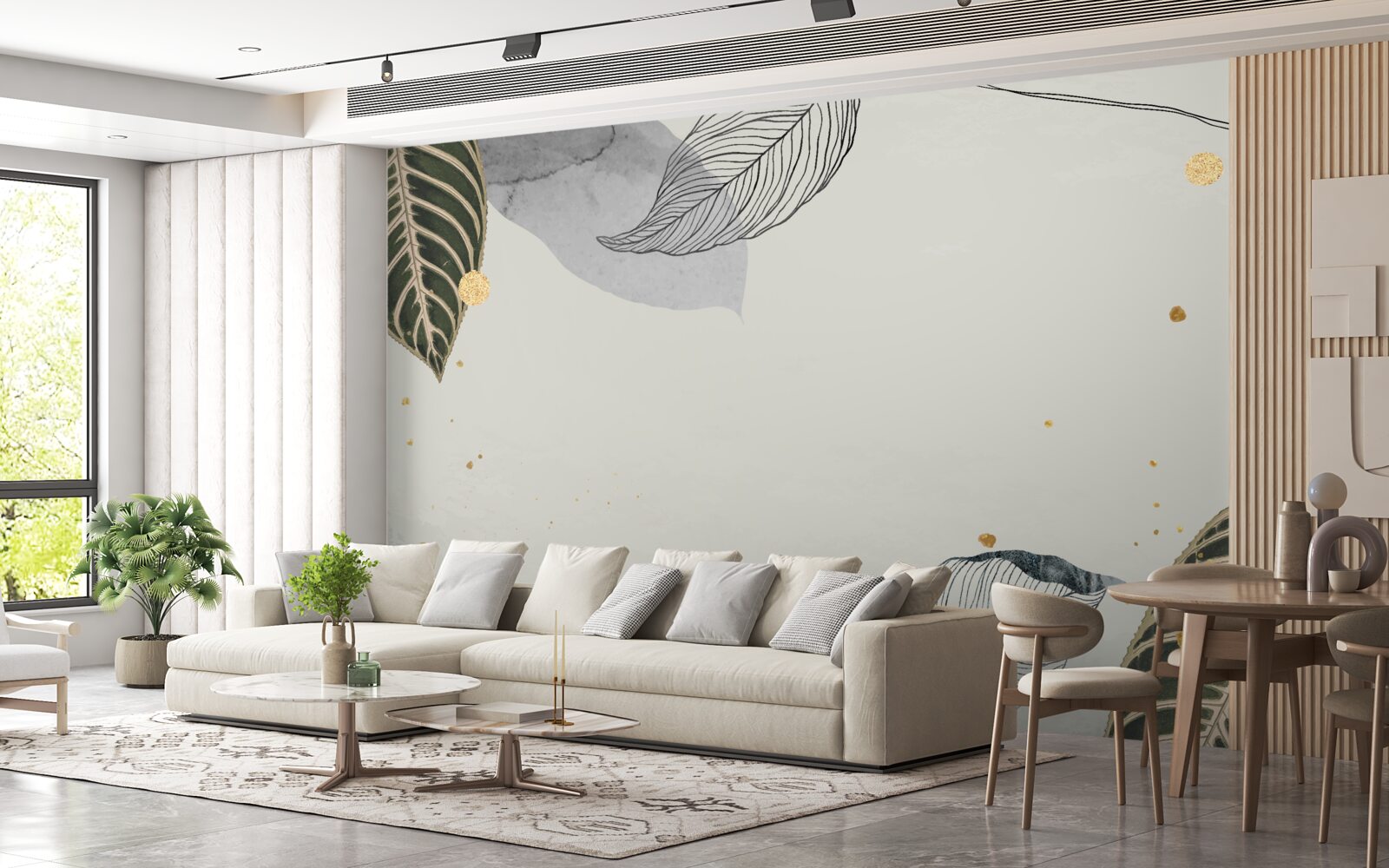 Fototapeta veľké tropické listy sú umiestnené na sivom pozadí