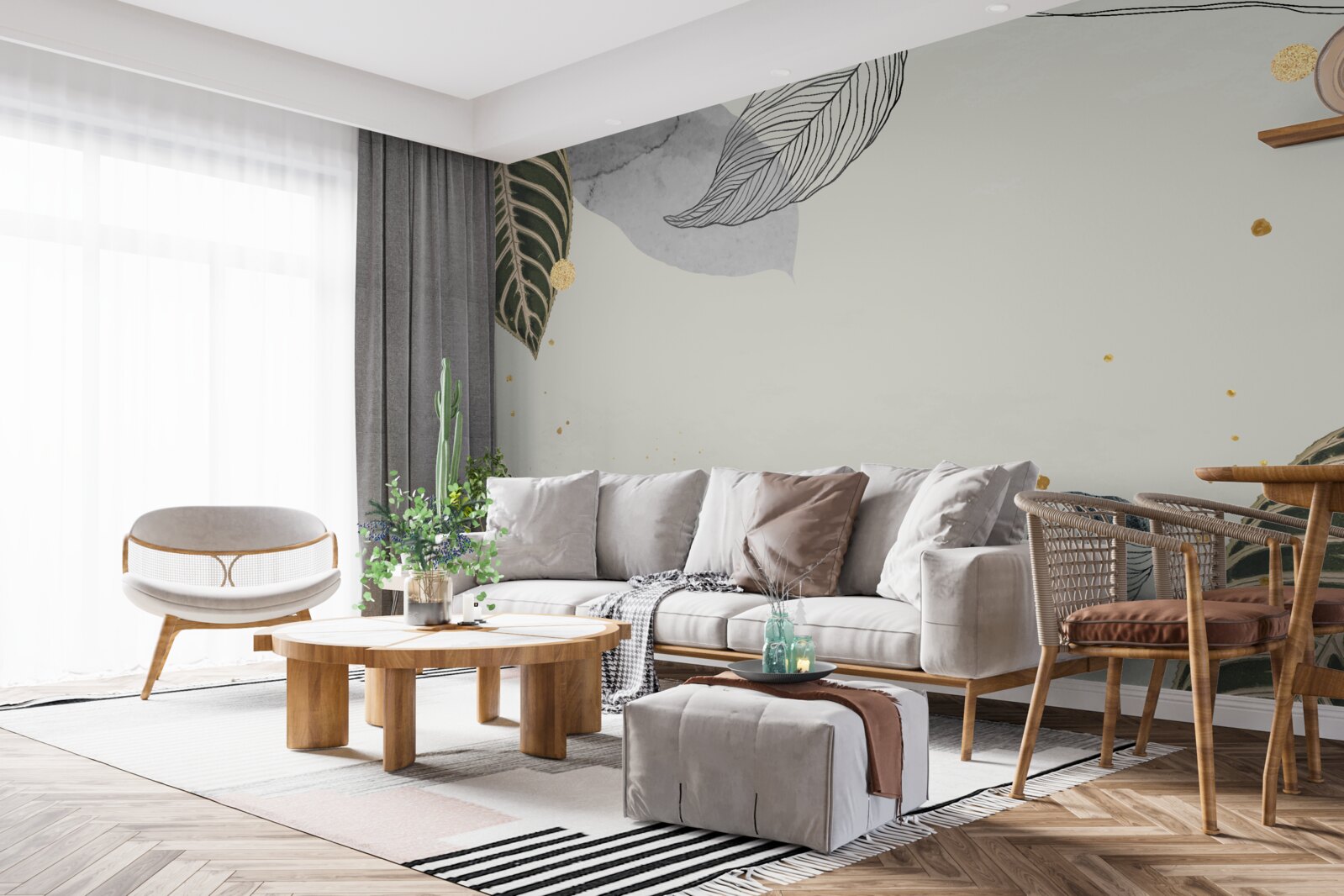 Fototapeta veľké tropické listy sú umiestnené na sivom pozadí