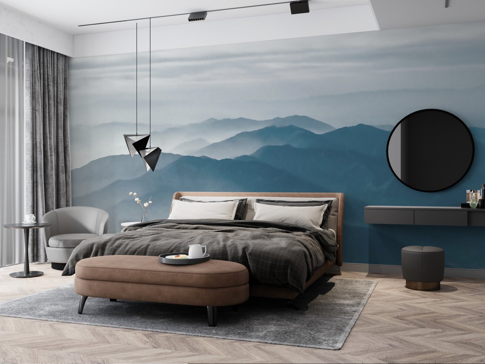 Fototapeta ranná hmla pokrýva vrcholky hôr