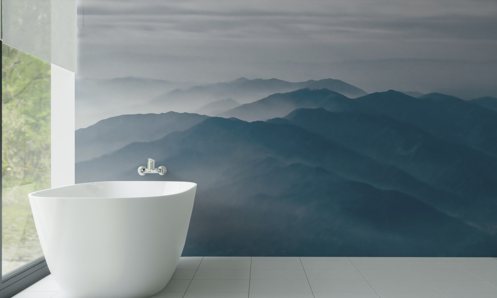 Fototapeta ranná hmla pokrýva vrcholky hôr