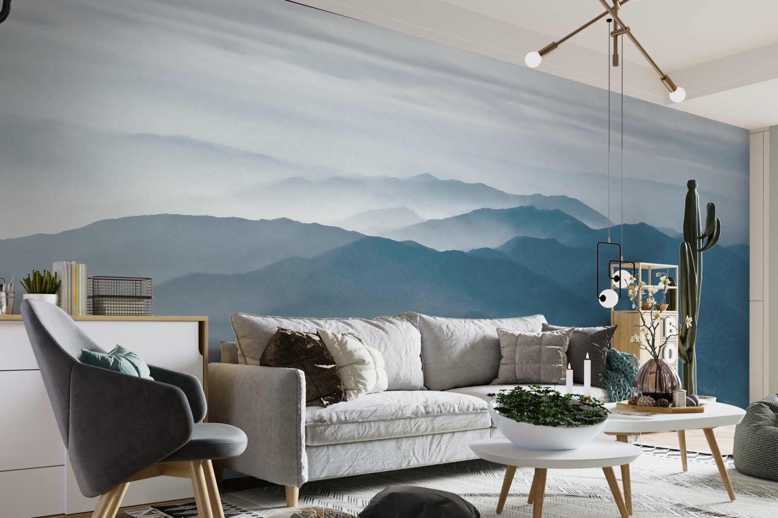 Fototapeta ranná hmla pokrýva vrcholky hôr