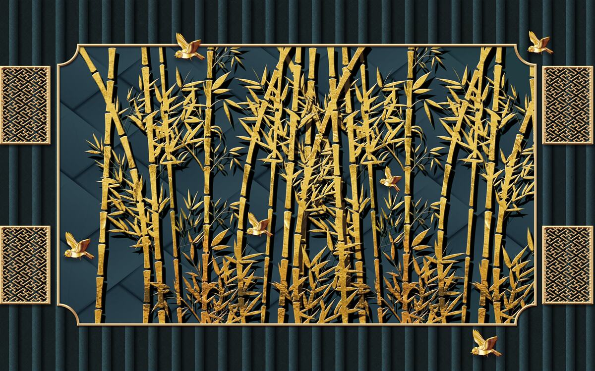 Fototapeta bambusový les kúpajúci sa v zlate