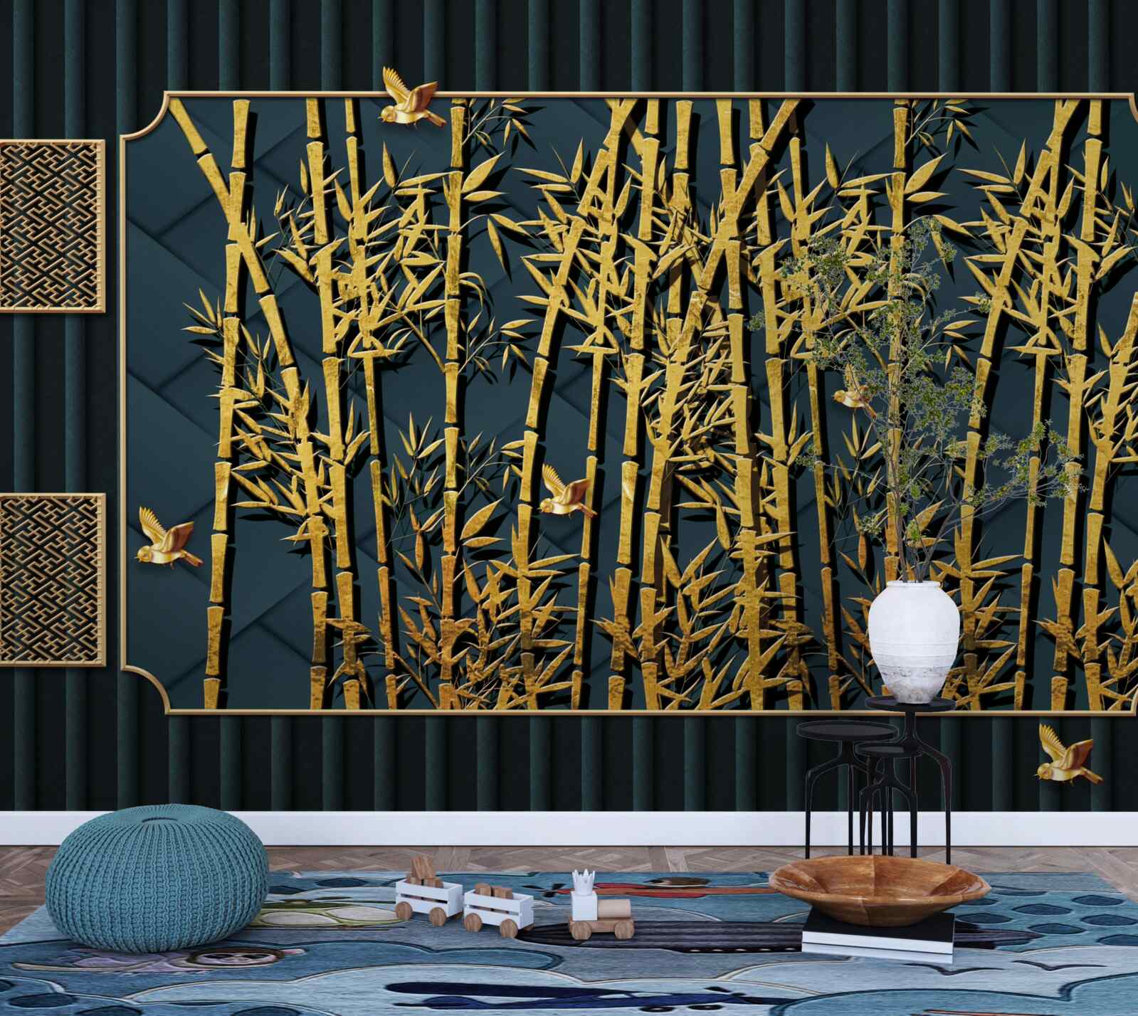Fototapeta bambusový les kúpajúci sa v zlate