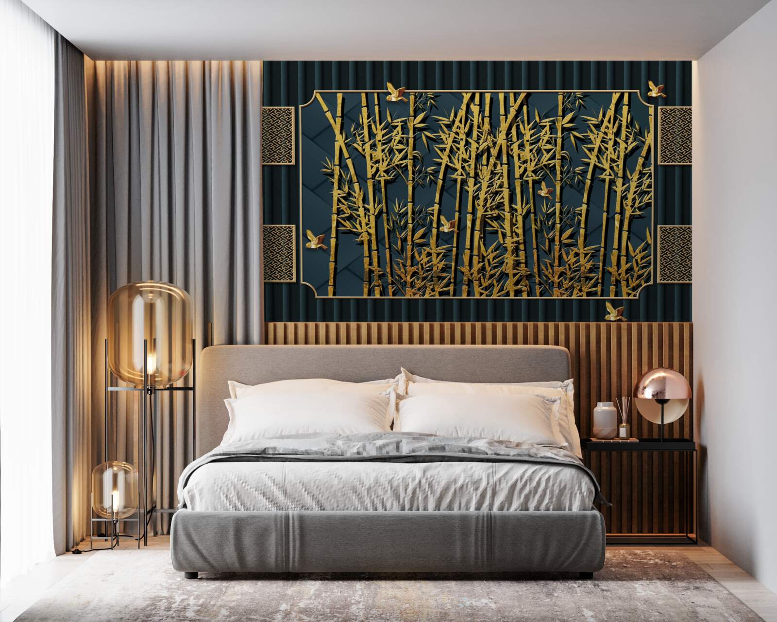 Fototapeta bambusový les kúpajúci sa v zlate