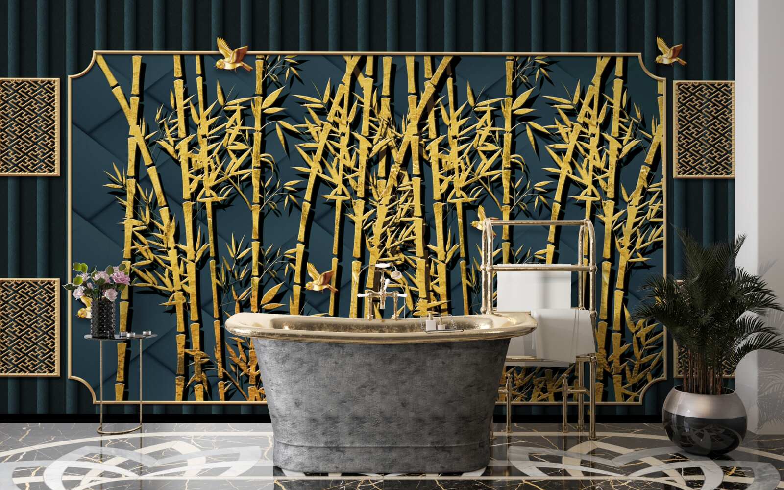 Fototapeta bambusový les kúpajúci sa v zlate