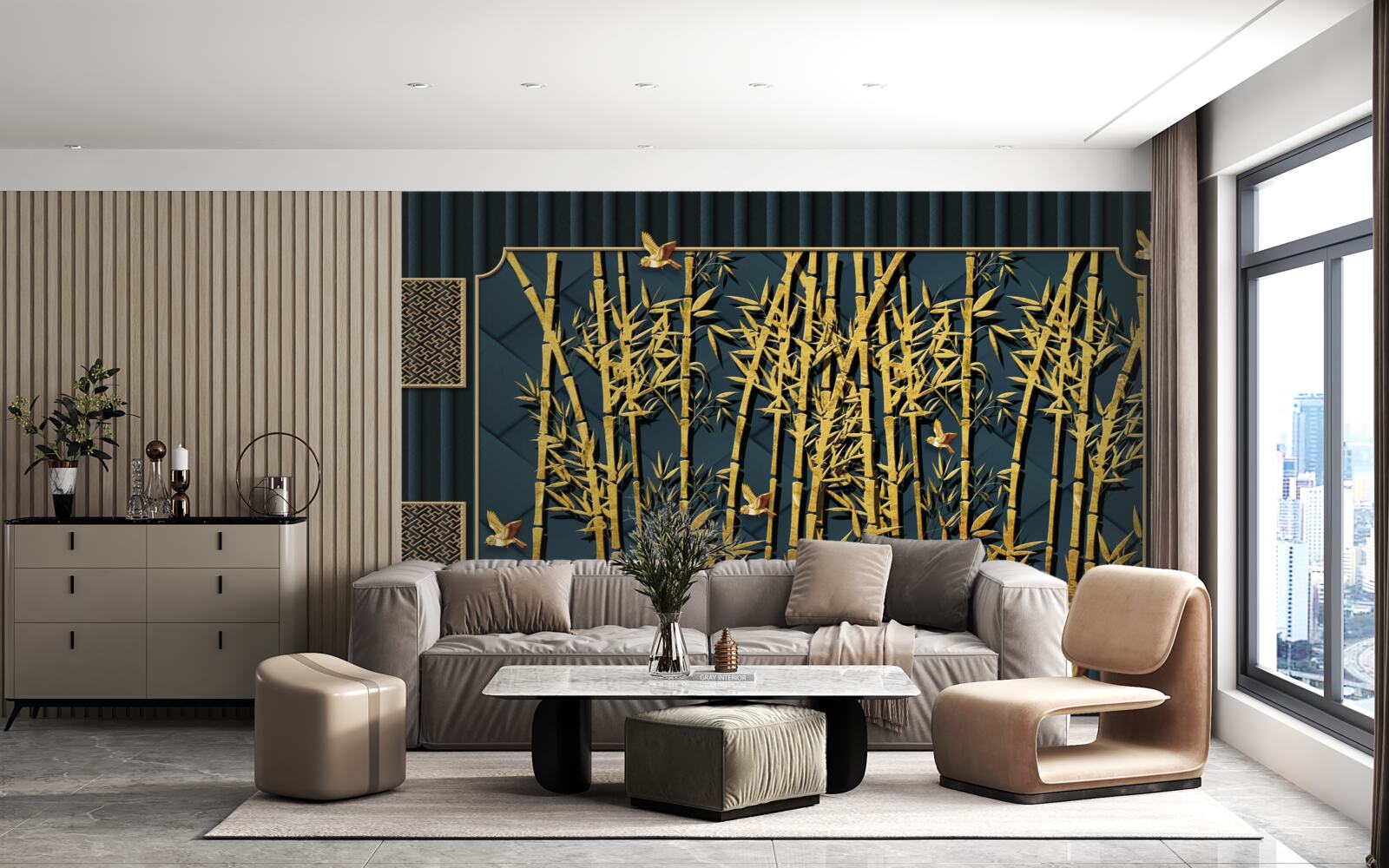 Fototapeta bambusový les kúpajúci sa v zlate