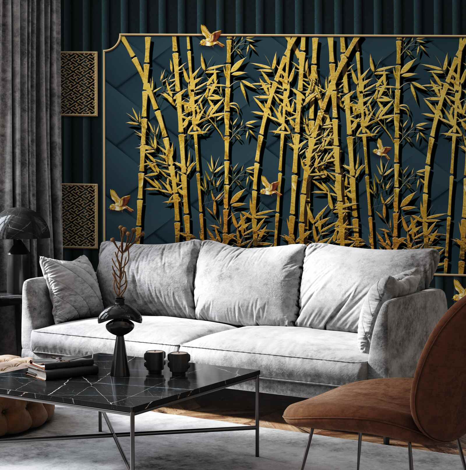 Fototapeta bambusový les kúpajúci sa v zlate