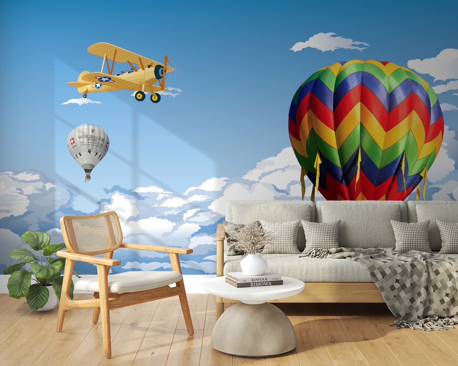 Fototapeta cestovanie v teplovzdušnom balóne a lietanie v lietadle