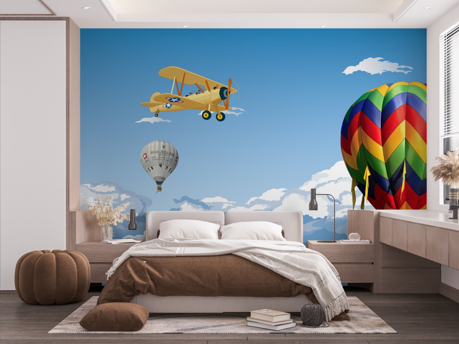 Fototapeta cestovanie v teplovzdušnom balóne a lietanie v lietadle