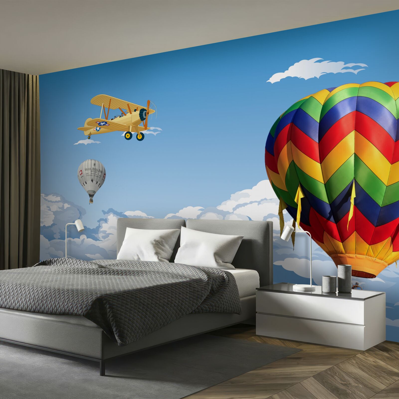 Fototapeta cestovanie v teplovzdušnom balóne a lietanie v lietadle