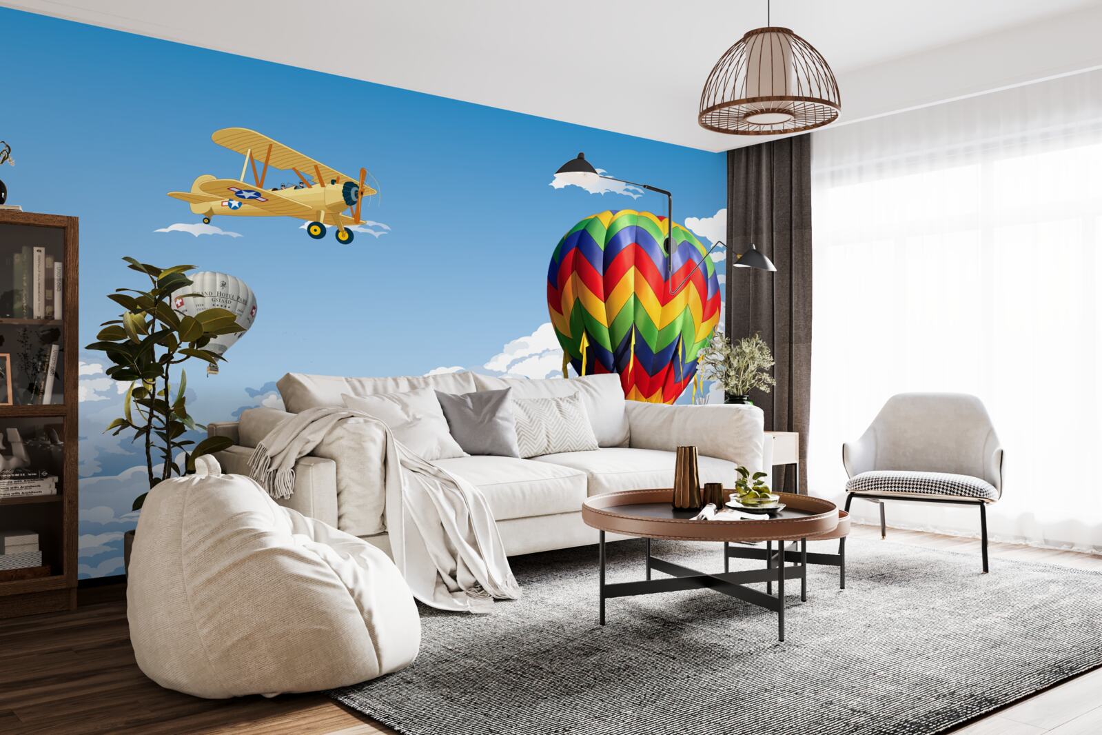 Fototapeta cestovanie v teplovzdušnom balóne a lietanie v lietadle