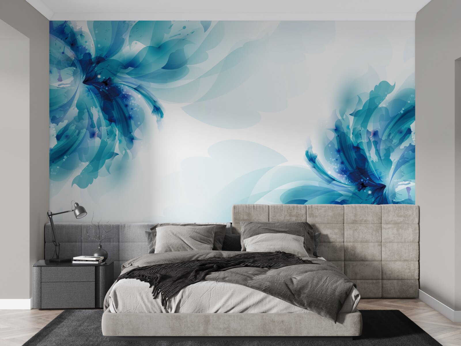 Fototapeta dva veľké nakreslené modré púčiky