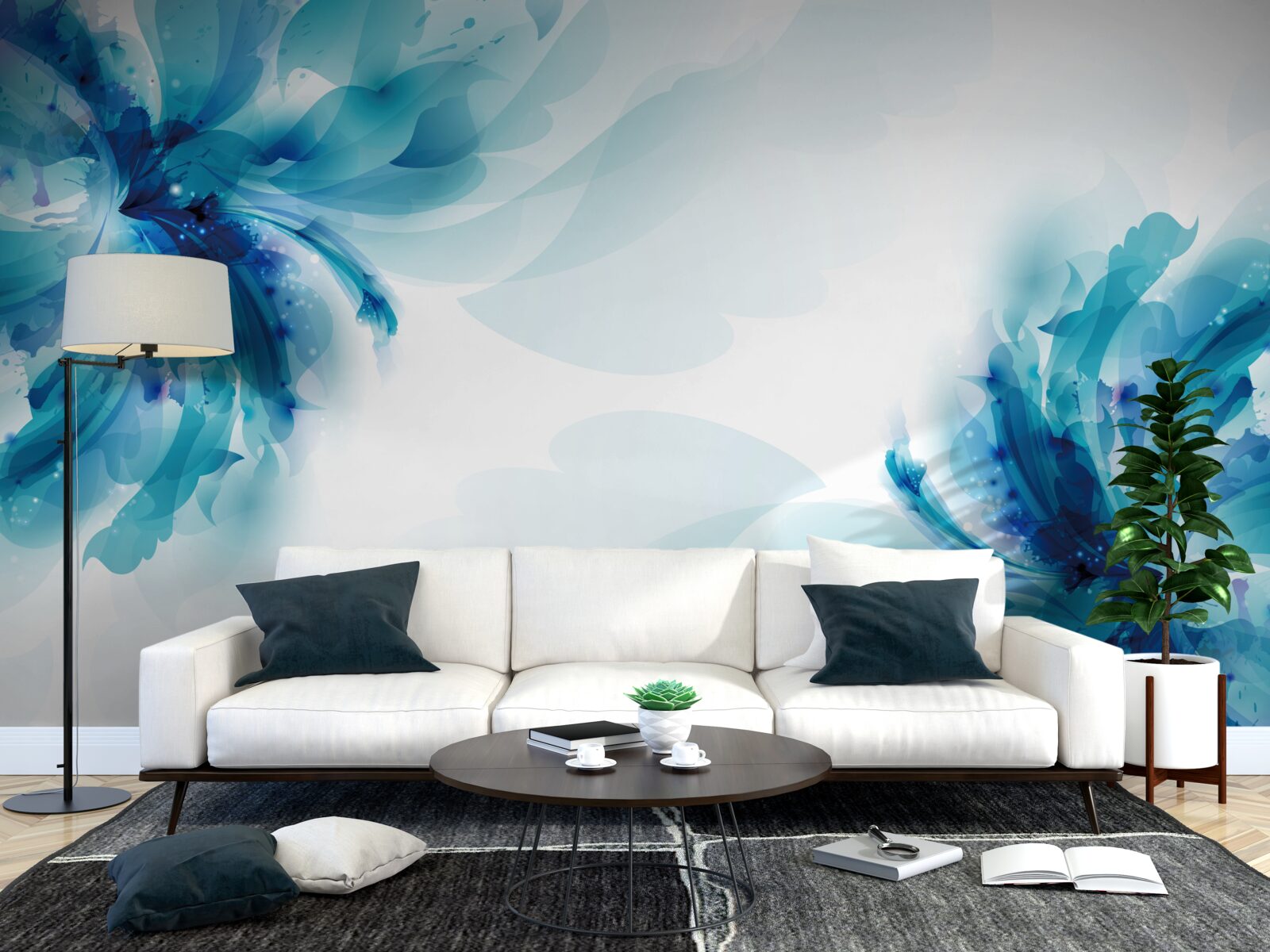 Fototapeta dva veľké nakreslené modré púčiky