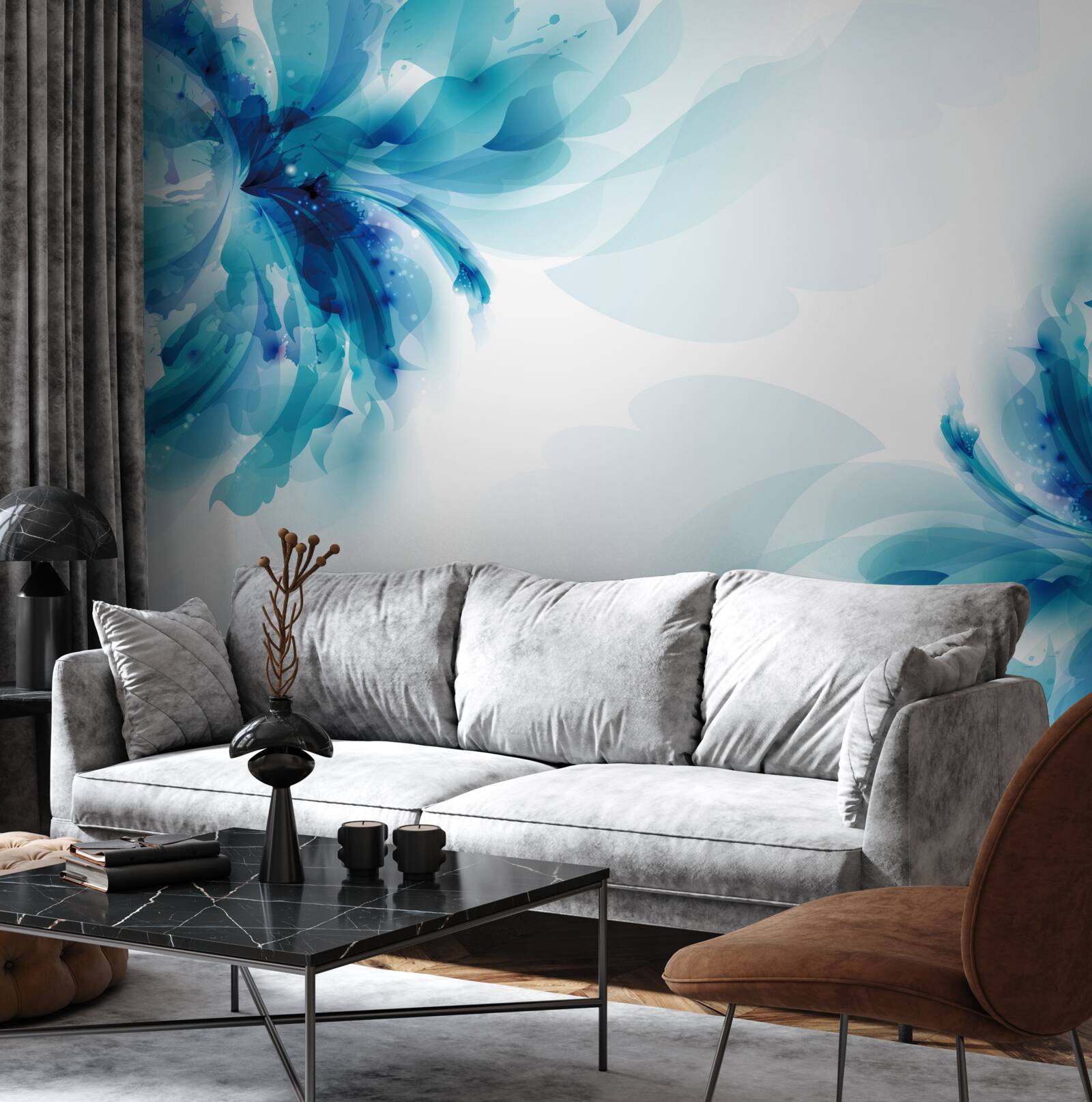 Fototapeta dva veľké nakreslené modré púčiky