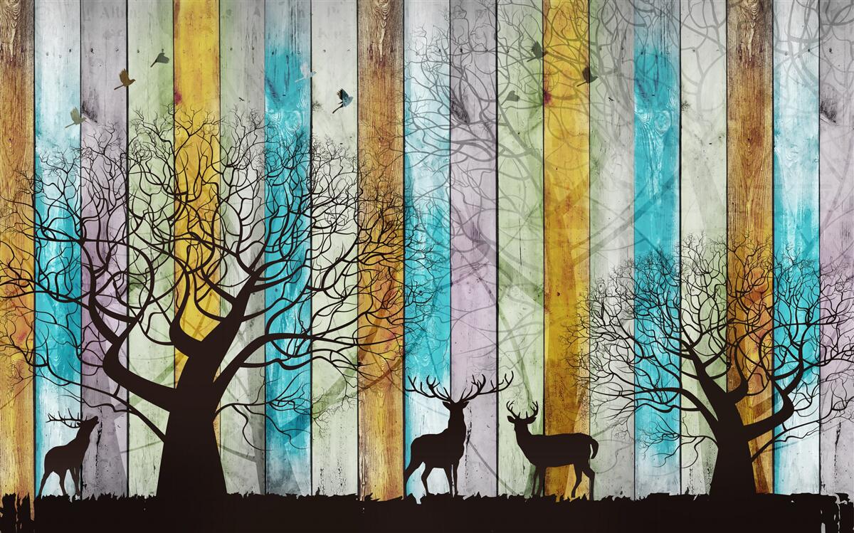 Fototapeta obrysy stromov a losov